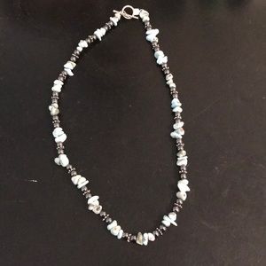 Blue Larimar and sterling silver necklace